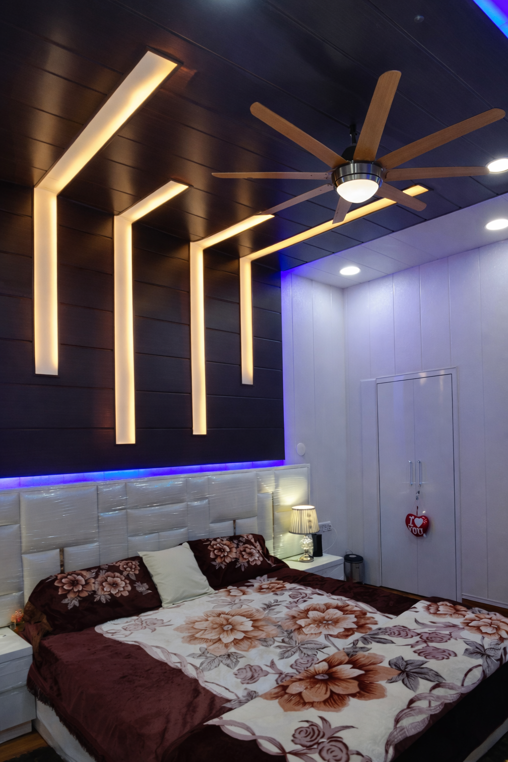 Purple Glow PVC Ceiling Bedroom