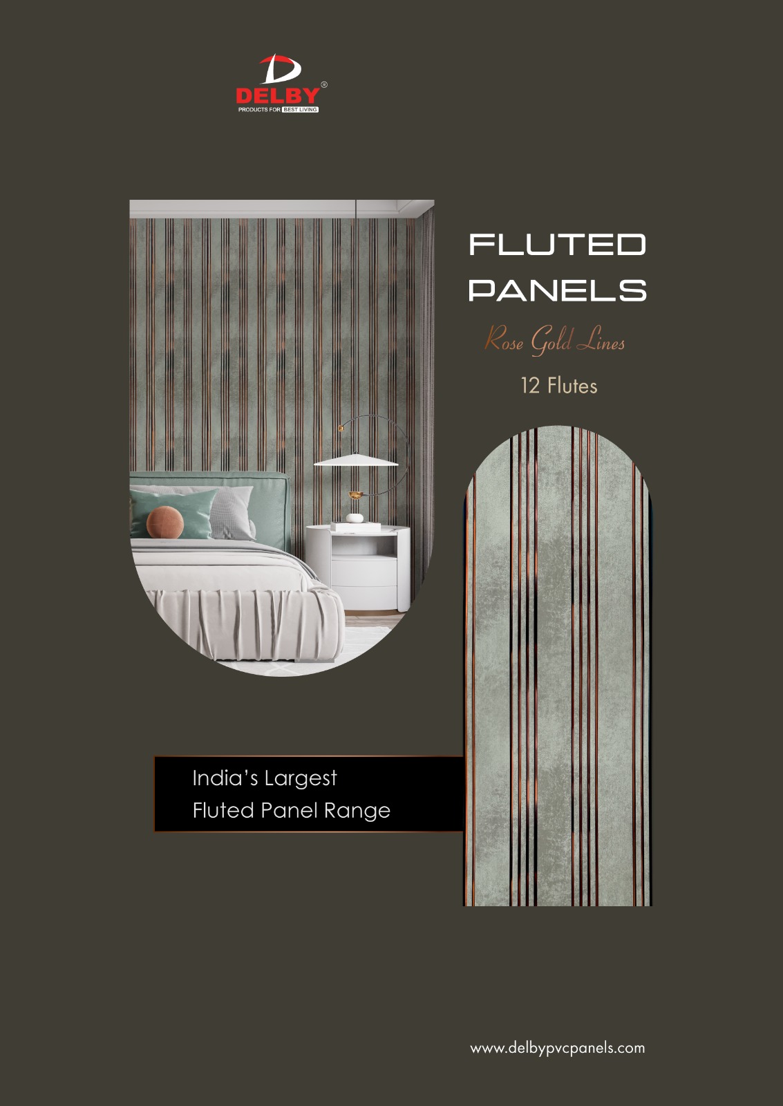 Fluted Panels - 12 Flutes (Rose Gold Line)